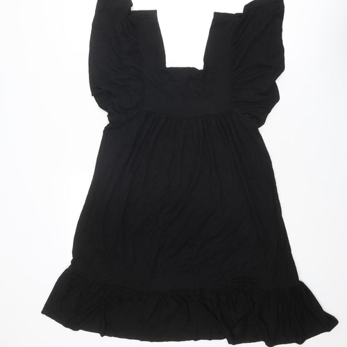 H&M Womens Black Viscose Trapeze & Swing Size 6 Square Neck Pullover