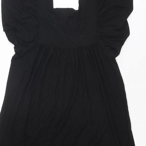 H&M Womens Black Viscose Trapeze & Swing Size 6 Square Neck Pullover
