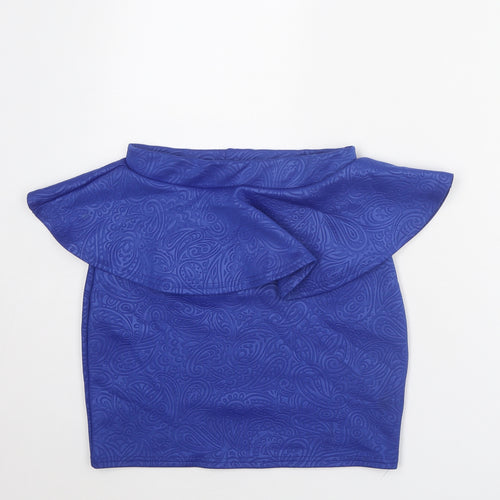Miso Womens Blue Geometric Polyester Mini Skirt Size 10 - Peplum