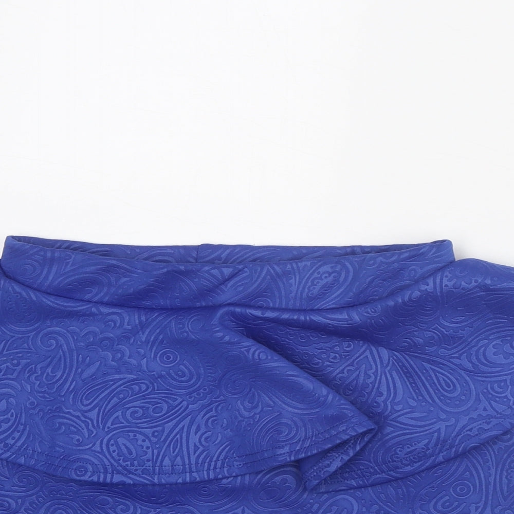 Miso Womens Blue Geometric Polyester Mini Skirt Size 10 - Peplum