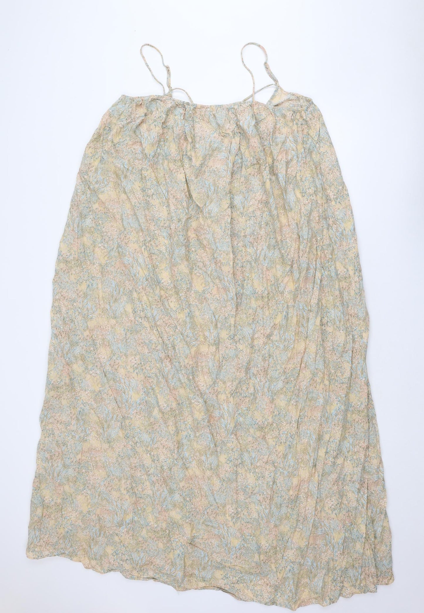 H&M Womens Multicoloured Geometric Cotton Slip Dress Size M Round Neck Tie