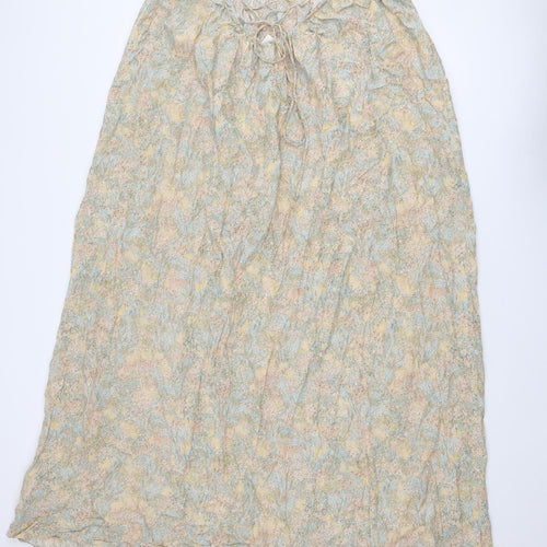 H&M Womens Multicoloured Geometric Cotton Slip Dress Size M Round Neck Tie
