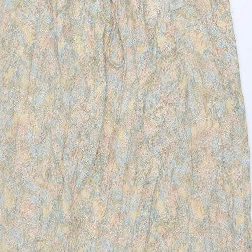 H&M Womens Multicoloured Geometric Cotton Slip Dress Size M Round Neck Tie
