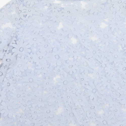 Dorothy Perkins Womens Blue Floral Cotton Basic T-Shirt Size 14 Round Neck