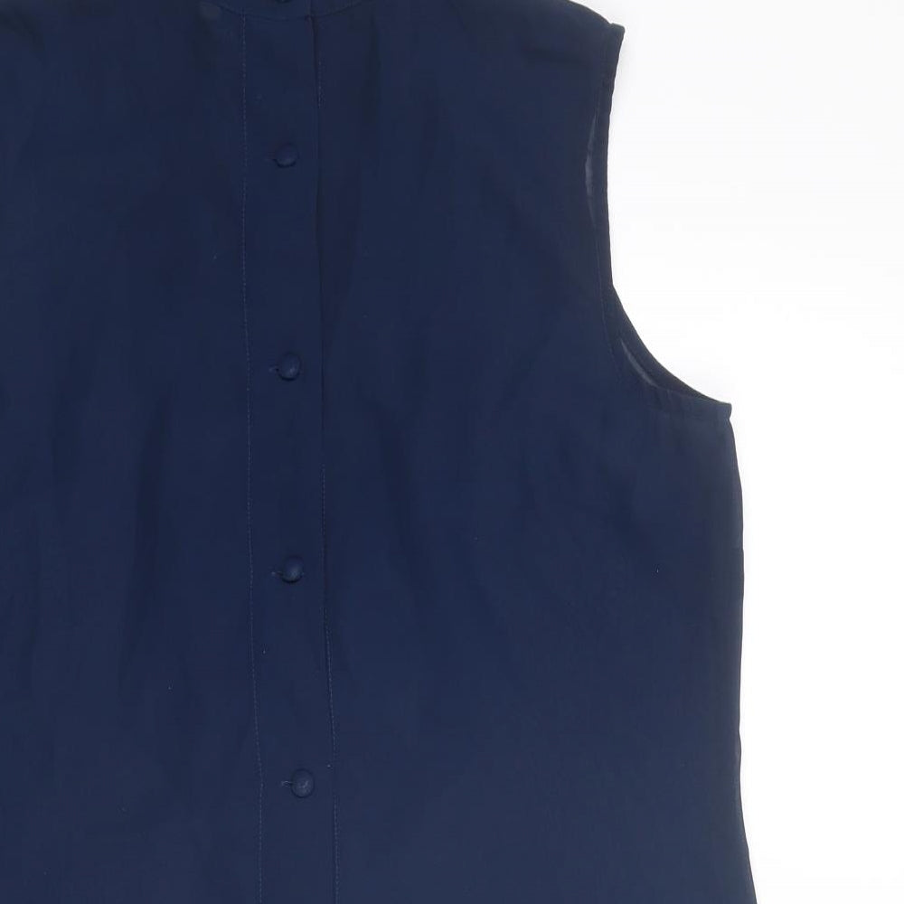 Topshop Womens Blue Polyester Basic Tank Size 14 Mock Neck