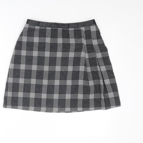 Oasis Womens Black Plaid Polyester Cargo Skirt Size 10 Zip
