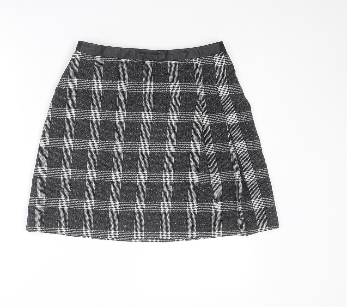 Oasis Womens Black Plaid Polyester Cargo Skirt Size 10 Zip