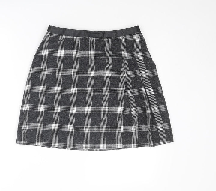 Oasis Womens Black Plaid Polyester Cargo Skirt Size 10 Zip