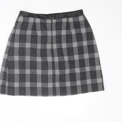 Oasis Womens Black Plaid Polyester Cargo Skirt Size 10 Zip