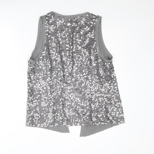 Isabella Oliver Womens Silver Polyester Basic Blouse Size M V-Neck