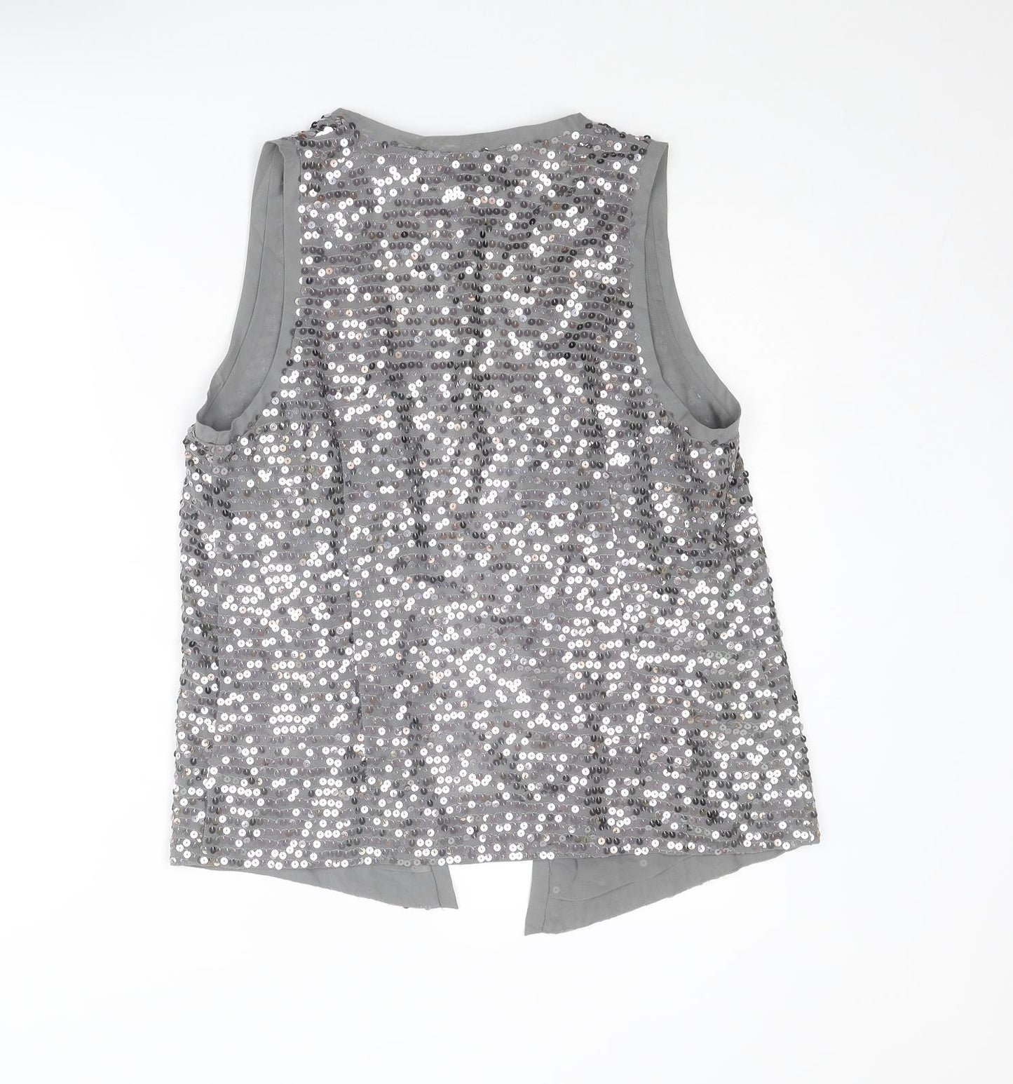 Isabella Oliver Womens Silver Polyester Basic Blouse Size M V-Neck