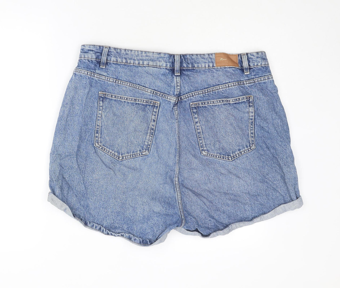 NEXT Womens Blue Cotton Mom Shorts Size 20 L3 in Regular Zip