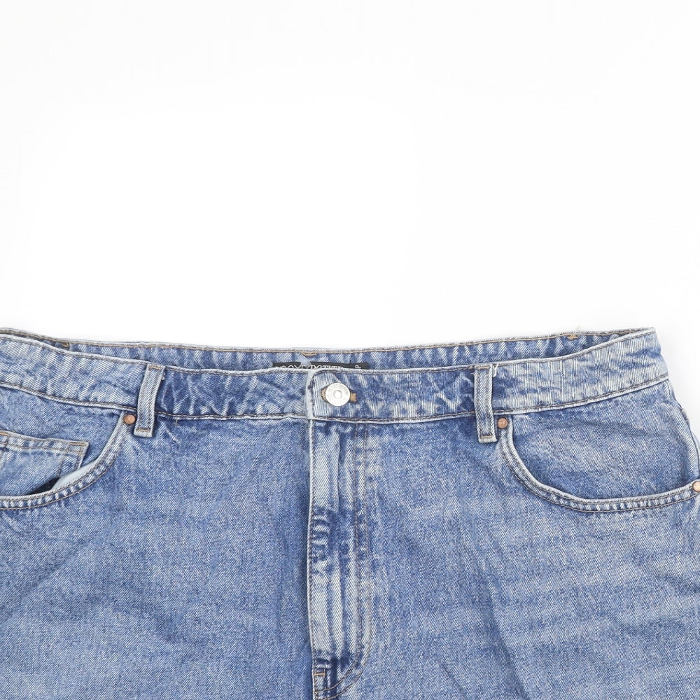 NEXT Womens Blue Cotton Mom Shorts Size 20 L3 in Regular Zip