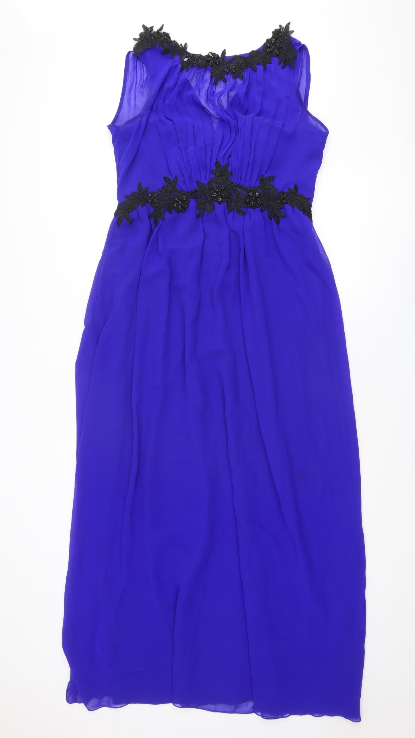 Little Mistress Womens Blue Polyester Maxi Size 14 Boat Neck Zip