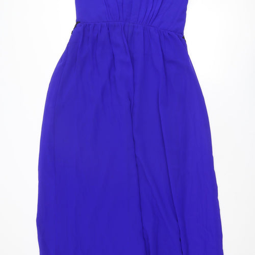 Little Mistress Womens Blue Polyester Maxi Size 14 Boat Neck Zip