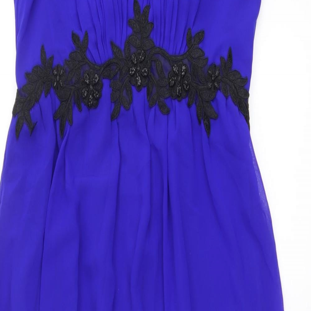 Little Mistress Womens Blue Polyester Maxi Size 14 Boat Neck Zip