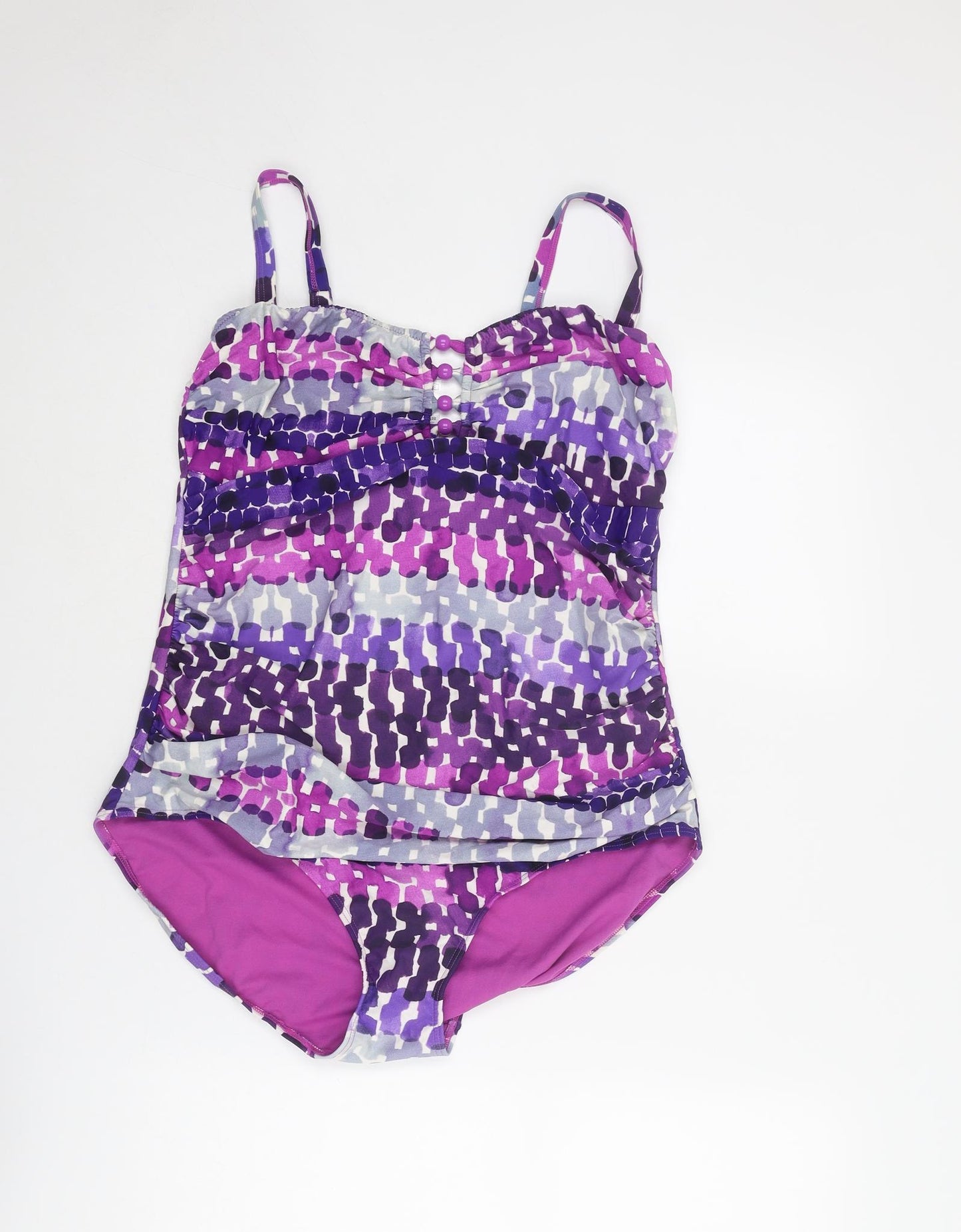 M&Co Womens Purple Geometric Polyamide One Piece Size 20
