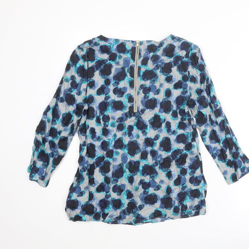 Boden Womens Blue Geometric Viscose Basic Blouse Size 12 Round Neck