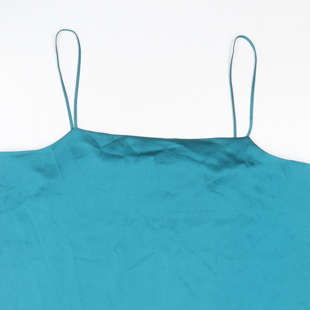 Topshop Womens Blue Polyester Basic Tank Size 14 Square Neck