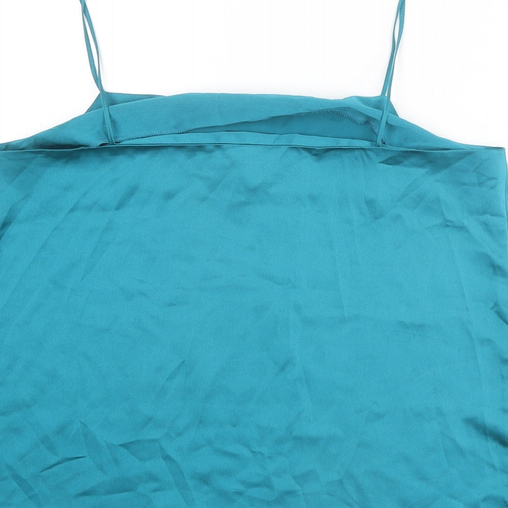 Topshop Womens Blue Polyester Basic Tank Size 14 Square Neck
