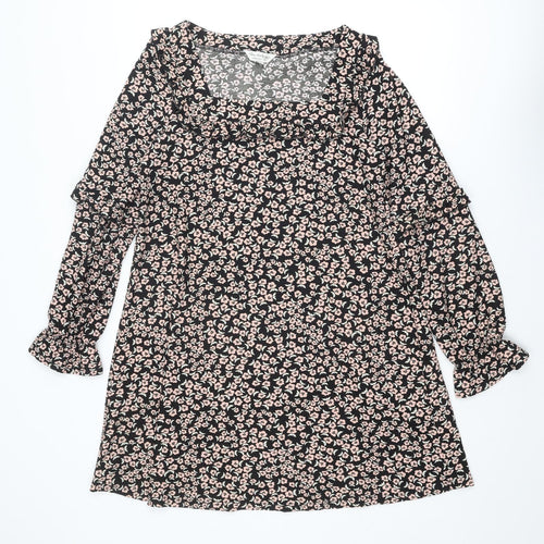 Miss Selfridge Womens Multicoloured Floral Polyester A-Line Size 12 Square Neck Pullover