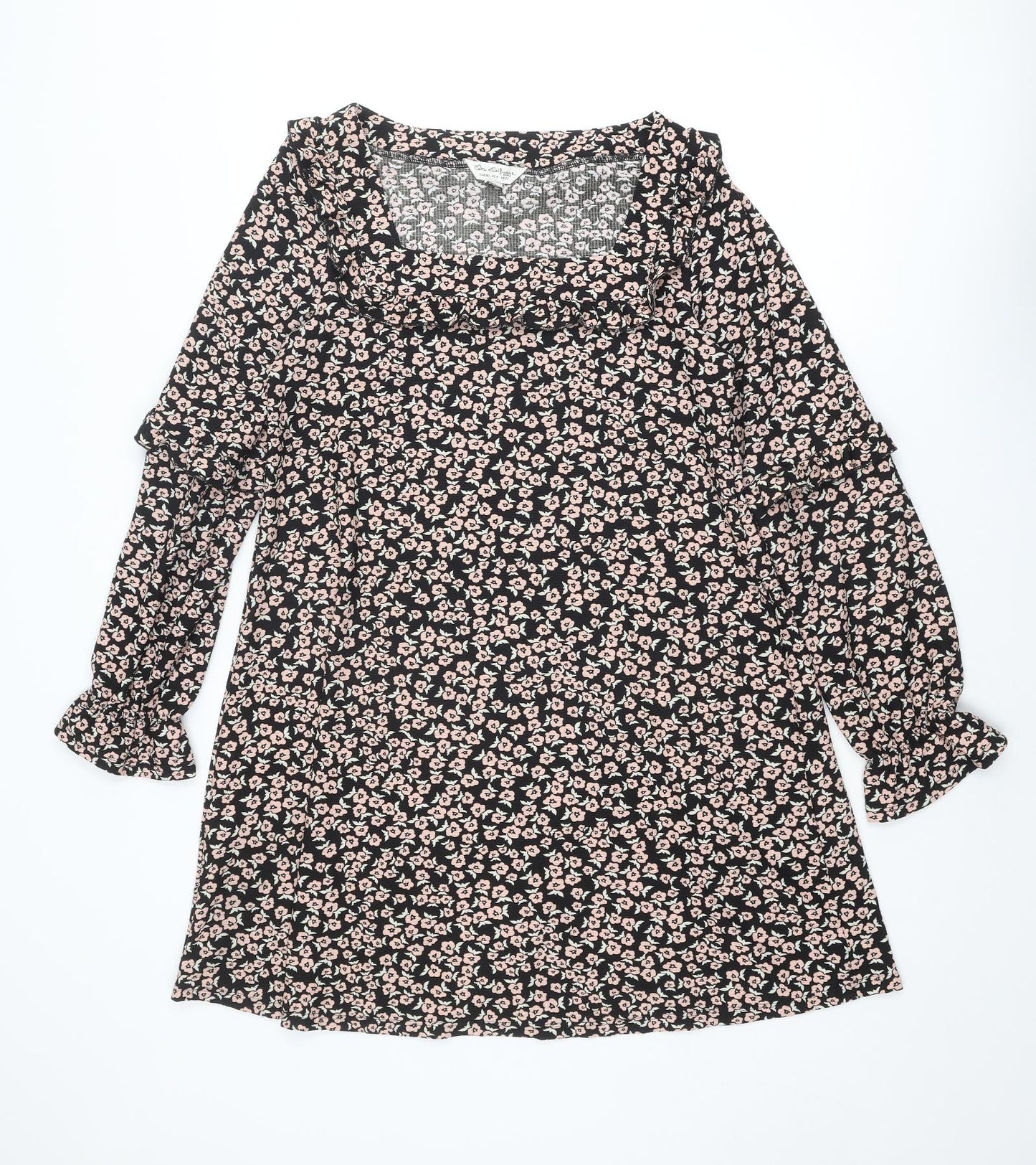 Miss Selfridge Womens Multicoloured Floral Polyester A-Line Size 12 Square Neck Pullover