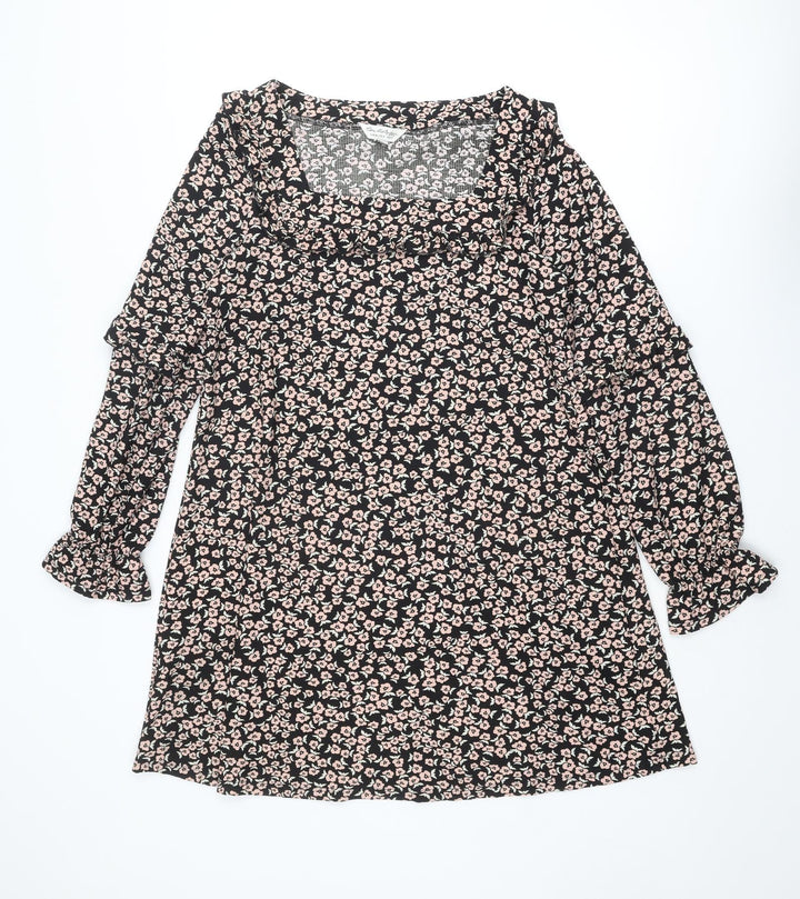 Miss Selfridge Womens Multicoloured Floral Polyester A-Line Size 12 Square Neck Pullover