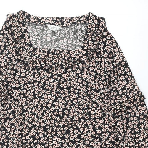 Miss Selfridge Womens Multicoloured Floral Polyester A-Line Size 12 Square Neck Pullover
