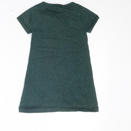 H&M Girls Green Cotton A-Line Size 3-4 Years Round Neck Pullover