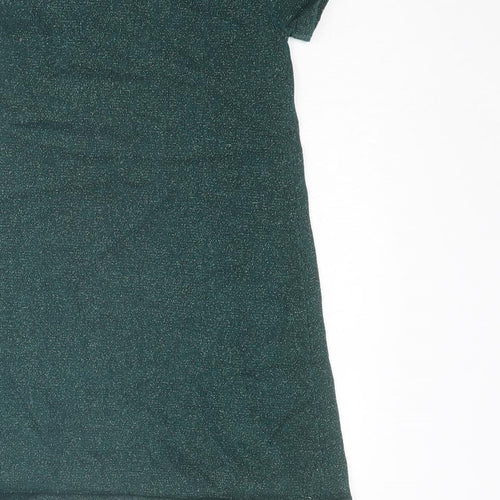 H&M Girls Green Cotton A-Line Size 3-4 Years Round Neck Pullover