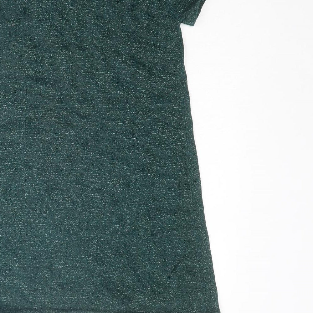 H&M Girls Green Cotton A-Line Size 3-4 Years Round Neck Pullover
