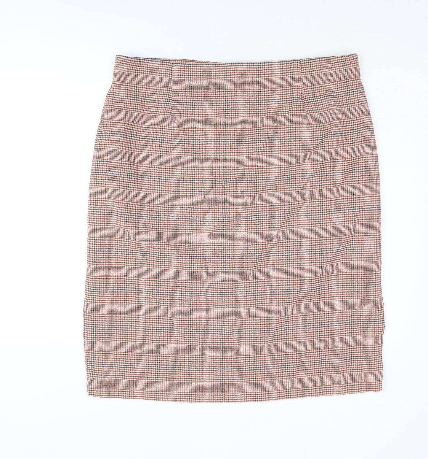 Marks and Spencer Womens Brown Plaid Polyester A-Line Skirt Size 18 Zip