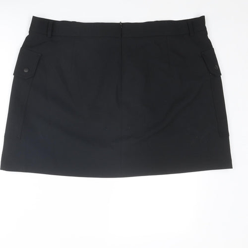Marks and Spencer Womens Black Polyester Cargo Skirt Size 20 Zip
