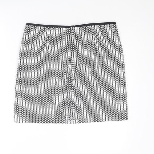 Marks and Spencer Womens Black Geometric Cotton A-Line Skirt Size 12 Zip