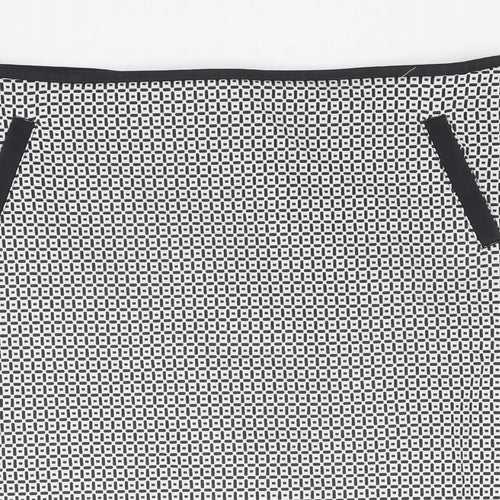 Marks and Spencer Womens Black Geometric Cotton A-Line Skirt Size 12 Zip