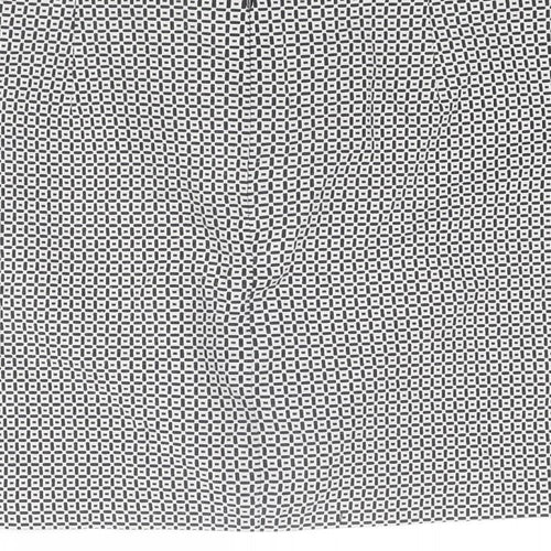 Marks and Spencer Womens Black Geometric Cotton A-Line Skirt Size 12 Zip