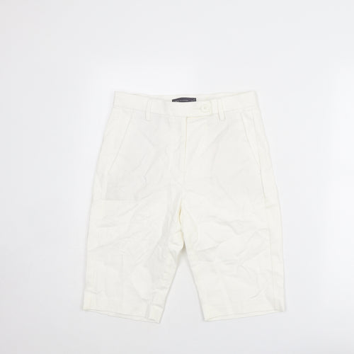 Marks and Spencer Womens White Cotton Chino Shorts Size 6 L11 in Regular Zip