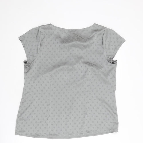 Marks and Spencer Womens Grey Polka Dot Polyester Basic Blouse Size 16 Round Neck