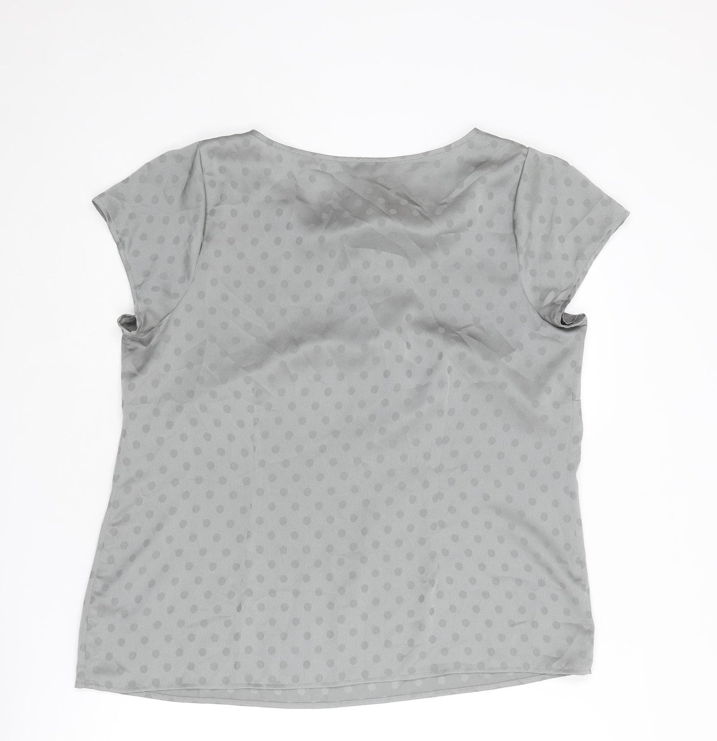 Marks and Spencer Womens Grey Polka Dot Polyester Basic Blouse Size 16 Round Neck