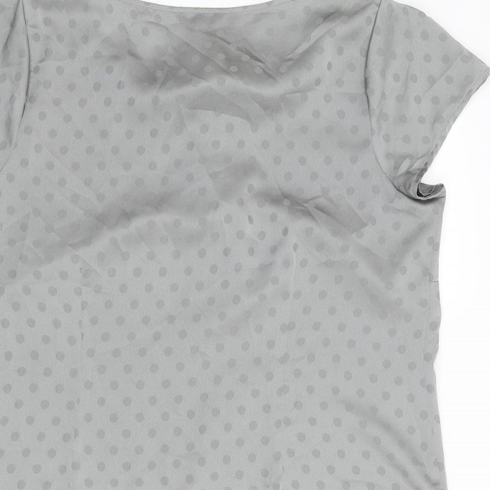 Marks and Spencer Womens Grey Polka Dot Polyester Basic Blouse Size 16 Round Neck