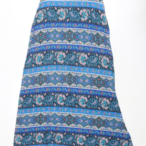 Monsoon Womens Blue Paisley Viscose A-Line Size M Square Neck Pullover - Strapless