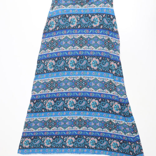 Monsoon Womens Blue Paisley Viscose A-Line Size M Square Neck Pullover - Strapless