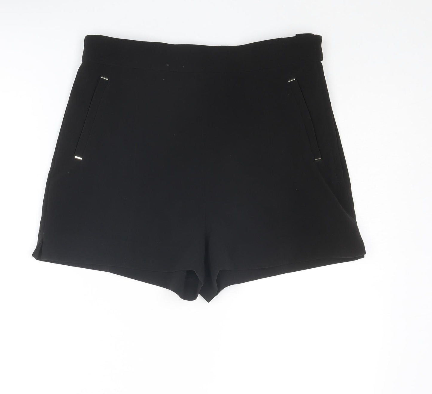 H&M Womens Black Polyester Basic Shorts Size 12 L3 in Regular Zip