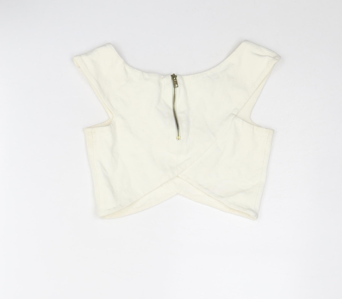 River Island Womens Ivory Polyester Cropped Tank Size 8 V-Neck