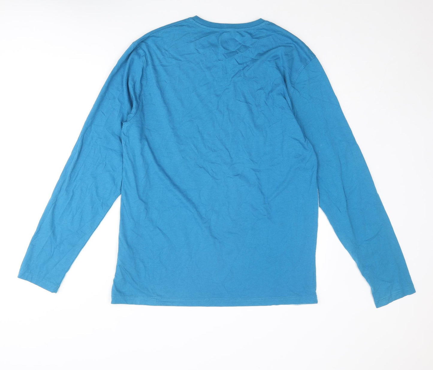 Trangoworld Mens Blue Cotton T-Shirt Size XL Crew Neck