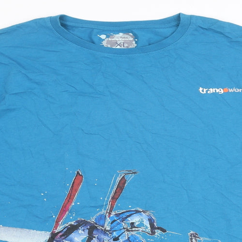 Trangoworld Mens Blue Cotton T-Shirt Size XL Crew Neck