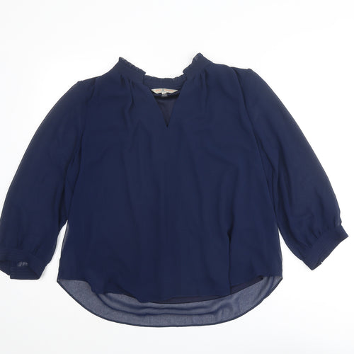 Dorothy Perkins Womens Blue Polyester Basic Blouse Size 16 V-Neck