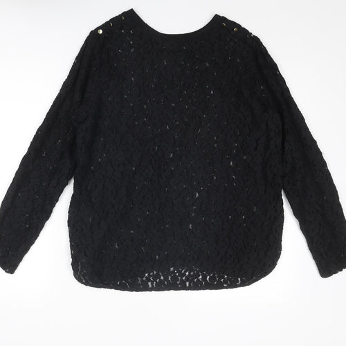 Per Una Womens Black Cotton Basic T-Shirt Size 18 Round Neck