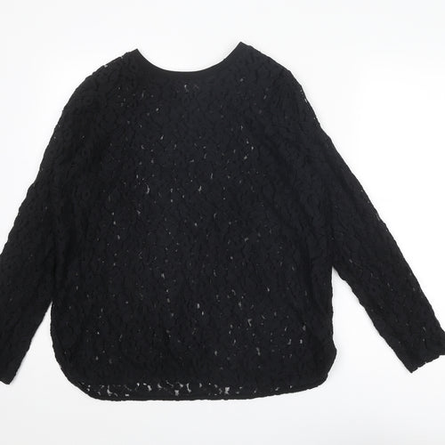 Per Una Womens Black Cotton Basic T-Shirt Size 18 Round Neck