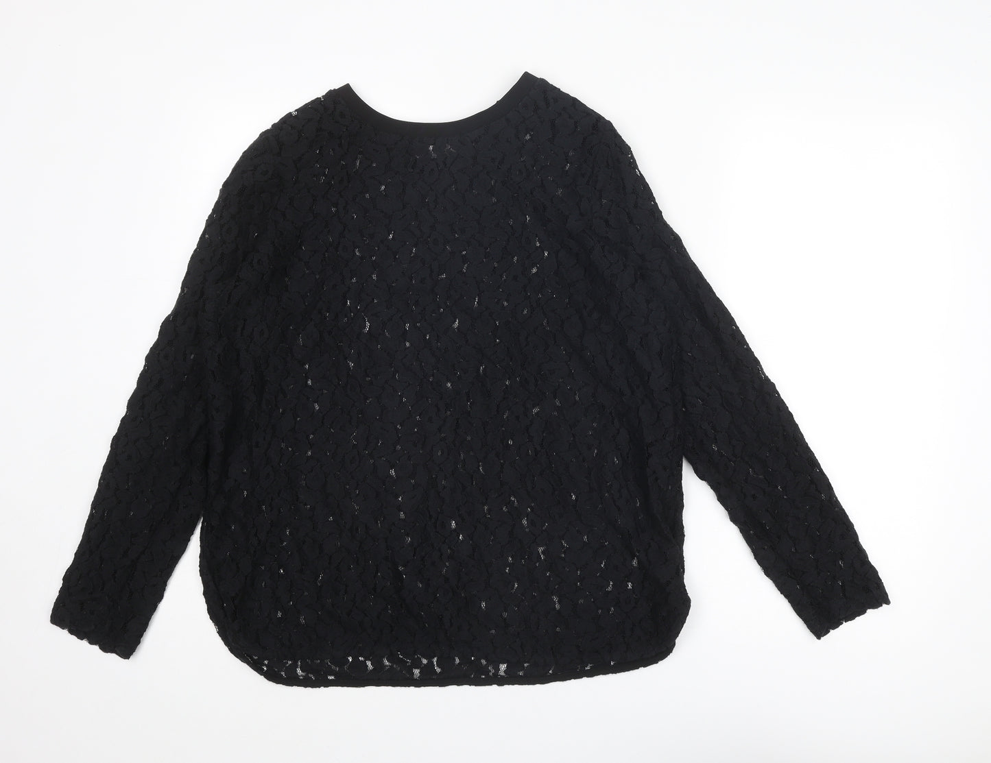 Per Una Womens Black Cotton Basic T-Shirt Size 18 Round Neck